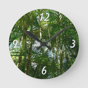 Forest of Palm Trees Tropical Green Round Clock