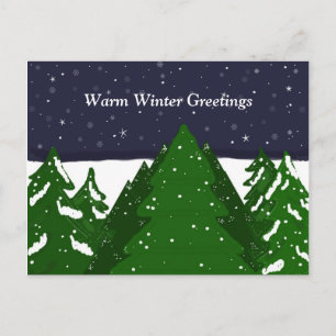 Forest of Snowy Trees on a Winter Night Postcard