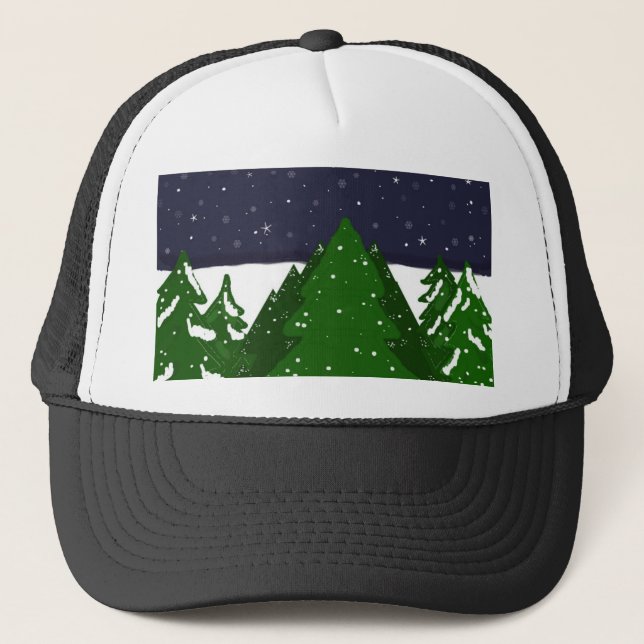 Forest of Trees on a Winter Night Trucker Hat (Front)