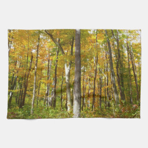 Forest of Yellow Leaves Autumn Landscape Tea Towel