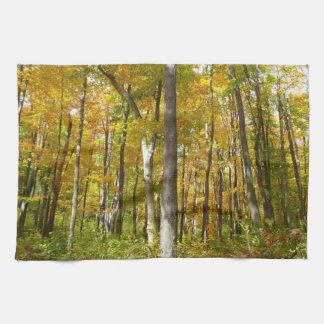 Forest of Yellow Leaves Autumn Landscape Tea Towel