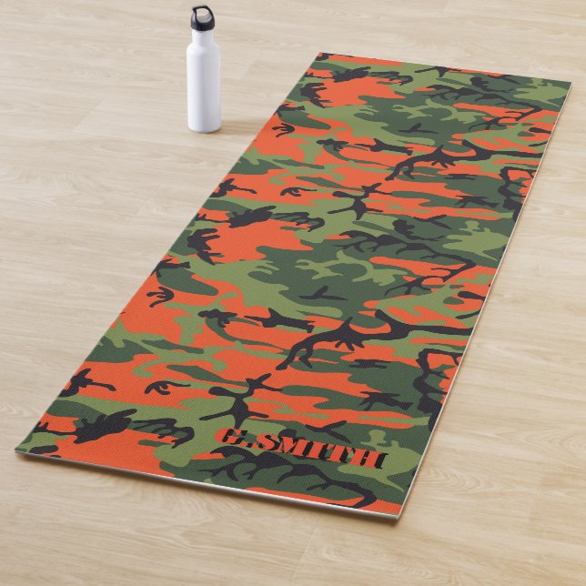 Forest Orange and Green Camouflage Camo your Yoga Mat (In Situ)