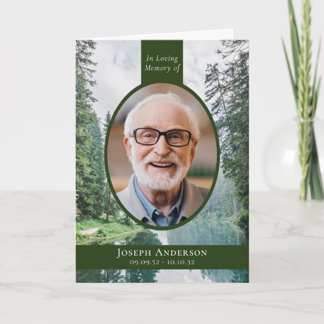 Forest Outdoors Photo Funeral Memorial Service Programme (Front)