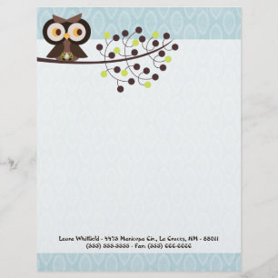 Forest Owl Woodland Hoot Letterhead Stationery