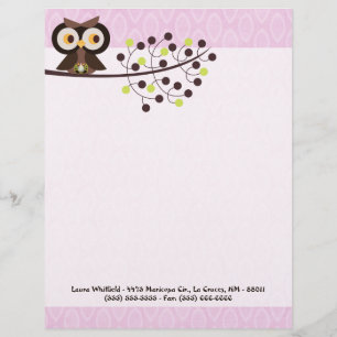 Forest Owl Woodland Hoot Letterhead Stationery