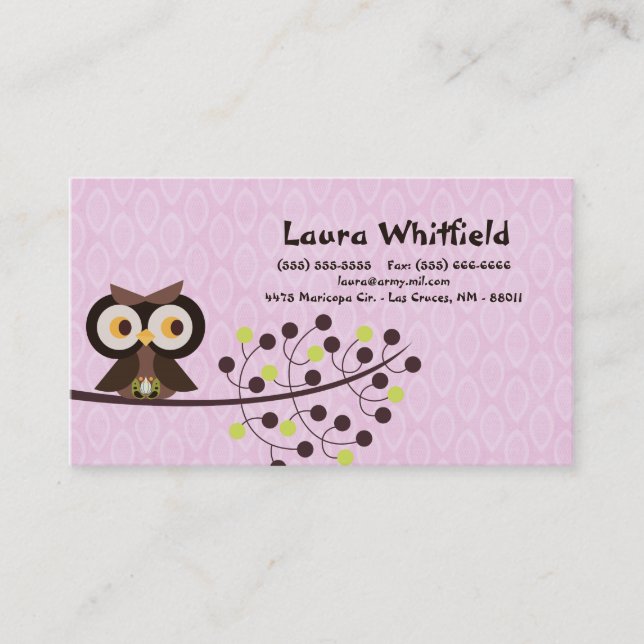 Forest Owl Woodland Hoot Night Business Card (Front)