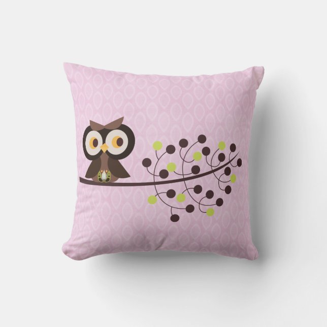 Forest Owl Woodland Hoot Night Couch Throw Pillow (Front)