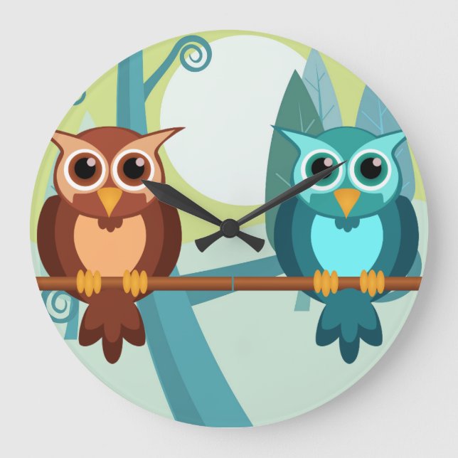 Forest Owls round clock (Front)