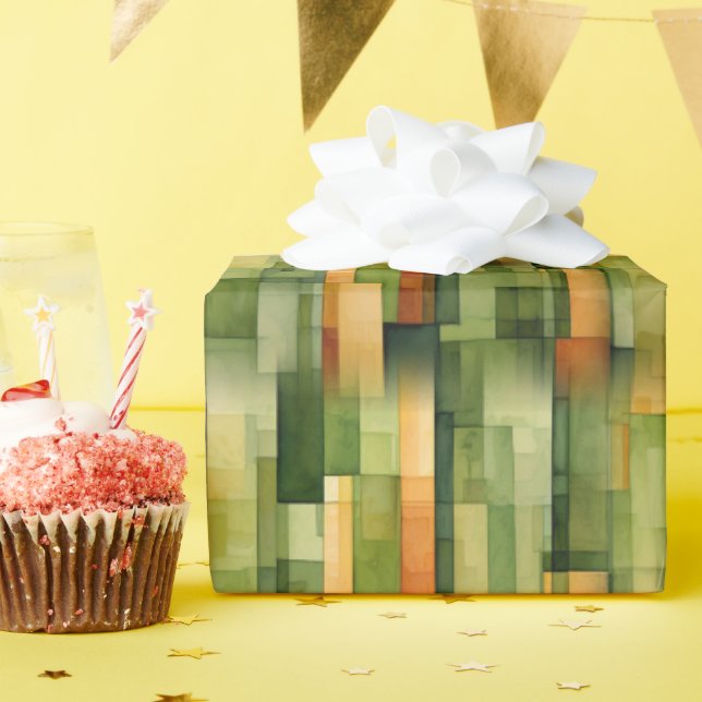 Forest Painted Stripes Wrapping Paper (Birthday Party)