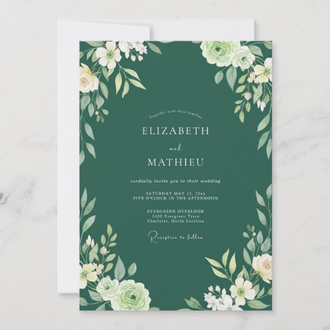 Forest Painted Wildflower Wedding Invitation (Front)