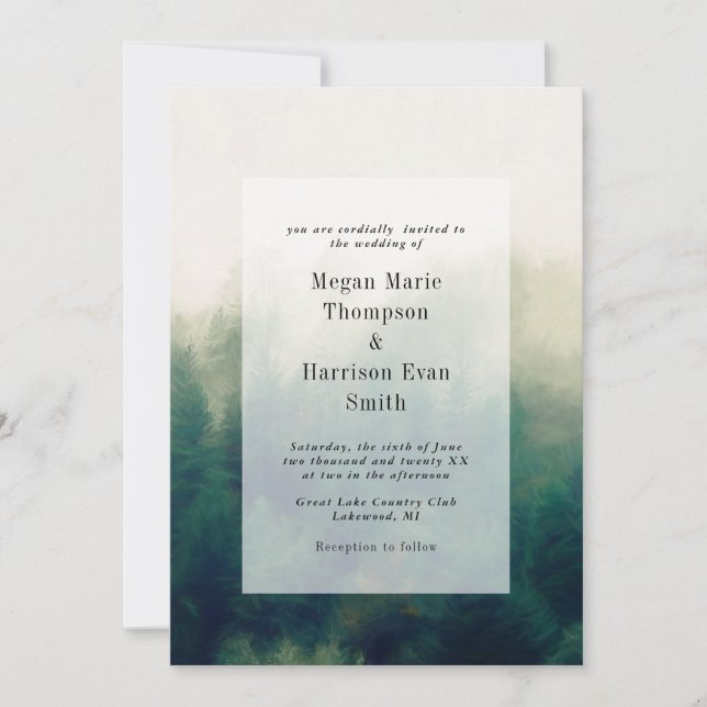 Forest painterly Landscape Wedding Invitation (Front)
