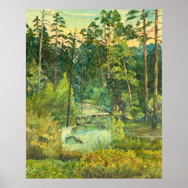 Forest  painting  watercolor poster (Front)