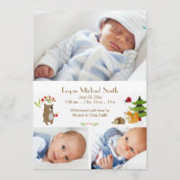 Forest Pals Photo Birth Announcement