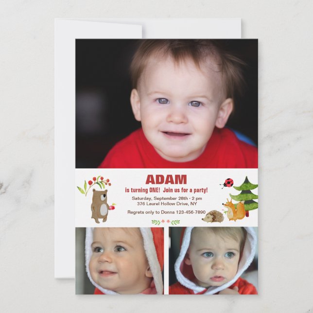 Forest Pals Photo Invitation (Front)