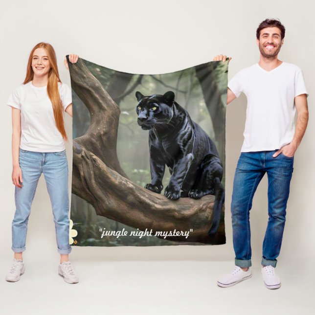 "Forest Panther Elegance" Fleece Blanket (In Situ)