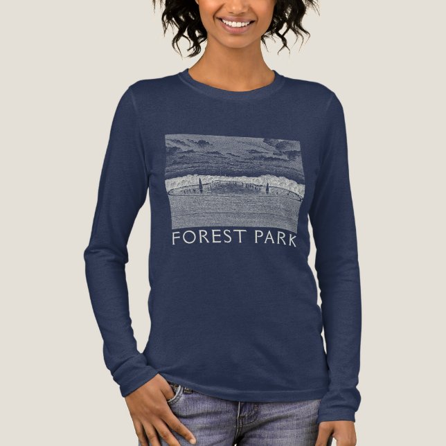 Forest Park Grand Basin St. Louis MO Long-Sleeve Tri-Blend Shirt (Front)