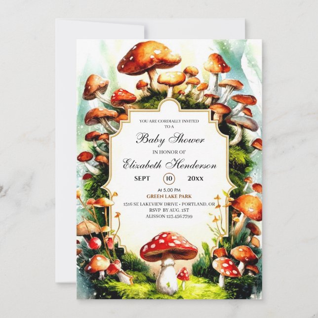 Forest Pastel Mushroom Baby Shower Invitation (Front)