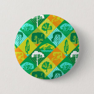 Forest patchwork 6 cm round badge