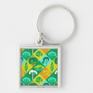 Forest patchwork key ring