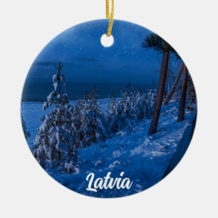 Forest path at winter night ceramic tree decoratio decoration