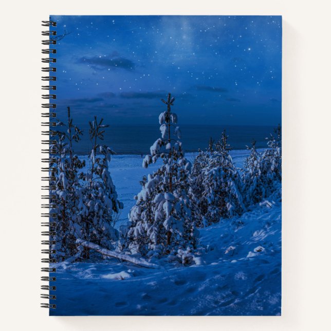 Forest path at winter night notebook (Front)