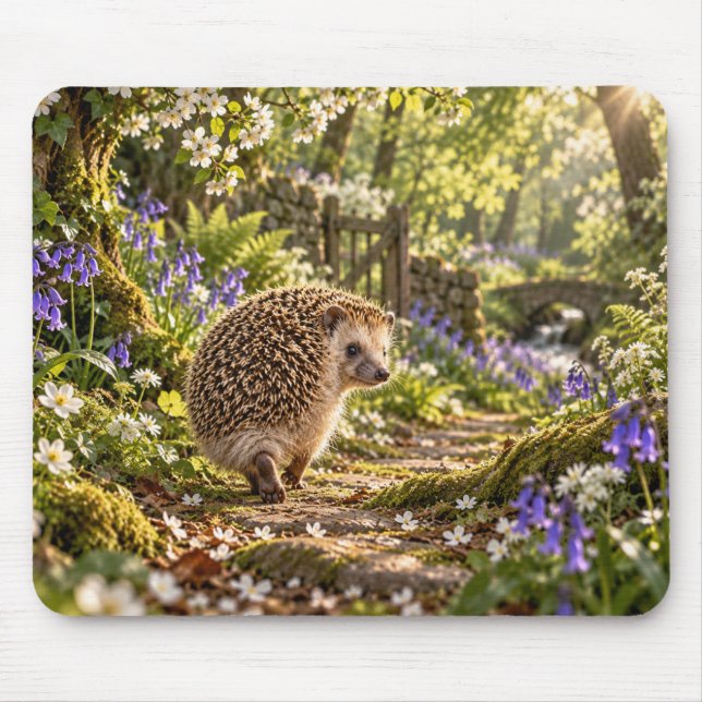 Forest Path Hedgehog Design Mouse Pad (Front)