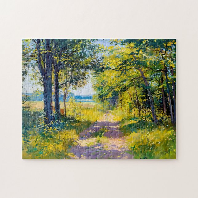 Forest Path in Golden Summer Light Jigsaw Puzzle (Horizontal)