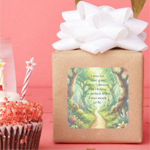 Forest Path & Quote Square Sticker