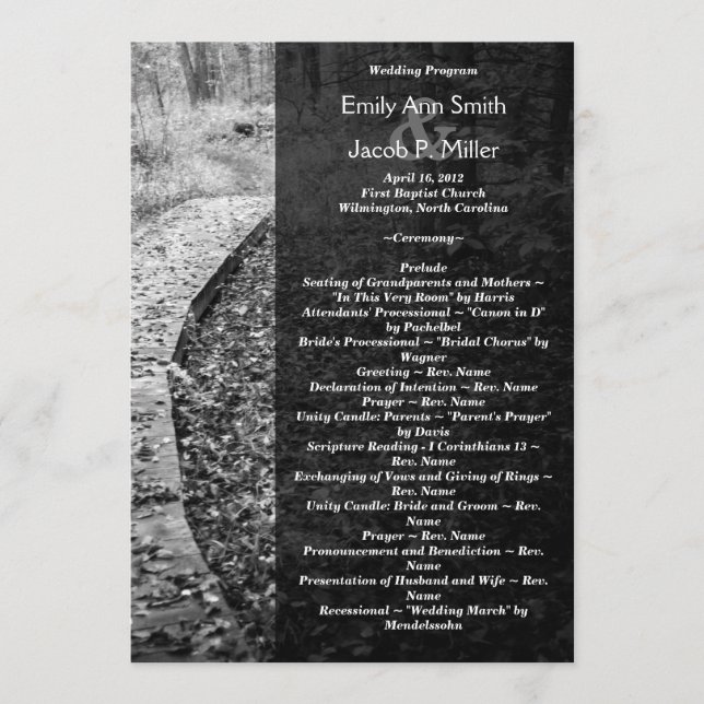 Forest Path Wedding Program Programme (Front)