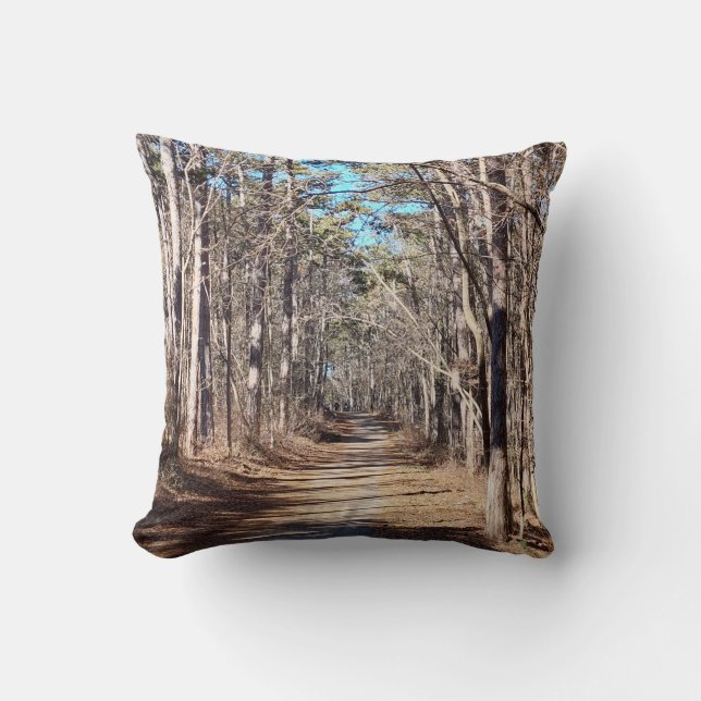Forest Pathway Nature Photography Cushion (Front)