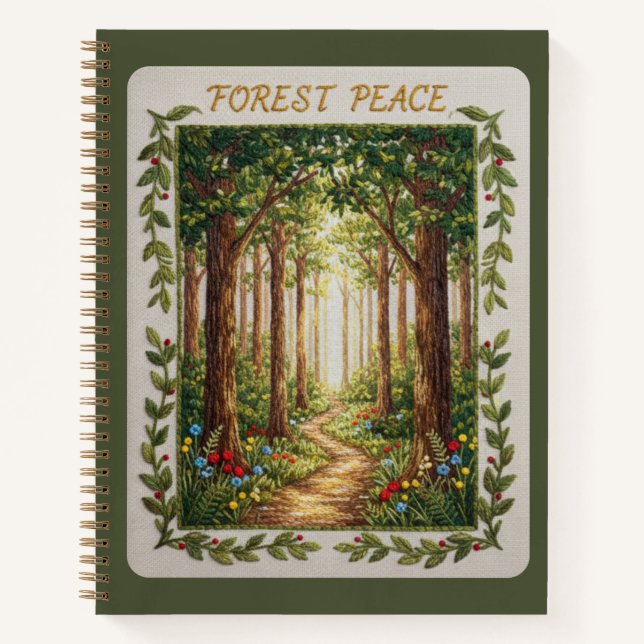 Forest Peace Embroidered Nature Path Journal (Front)