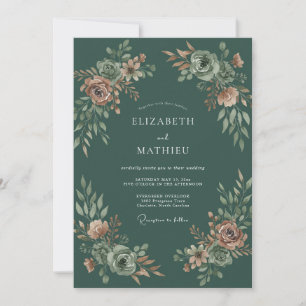 Forest Peach Wildflower Wedding Invitation