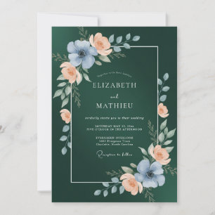 Forest Periwinkle Petal Wedding Invitation