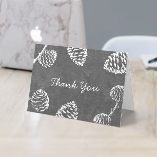 Forest Pine Cones Rustic Chalkboard Thank You Card