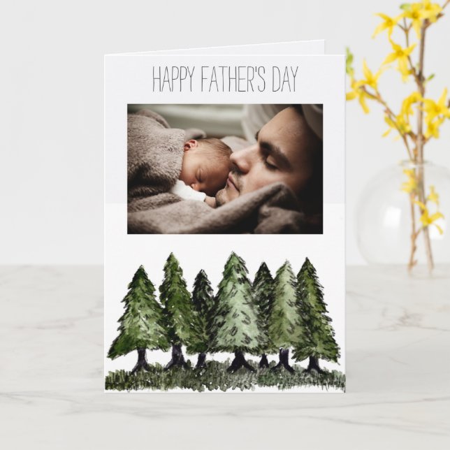Forest Pine Forest Father's Day with Photo Card (Yellow Flower)