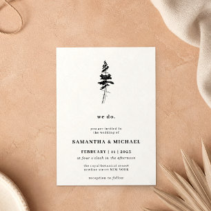 Forest Pine Tree Black White Rustic we do Invitation