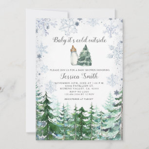 Forest Pine Tree Cold Outside Baby Shower Invitation