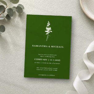 Forest Pine Tree Indie Rustic Green Invitation