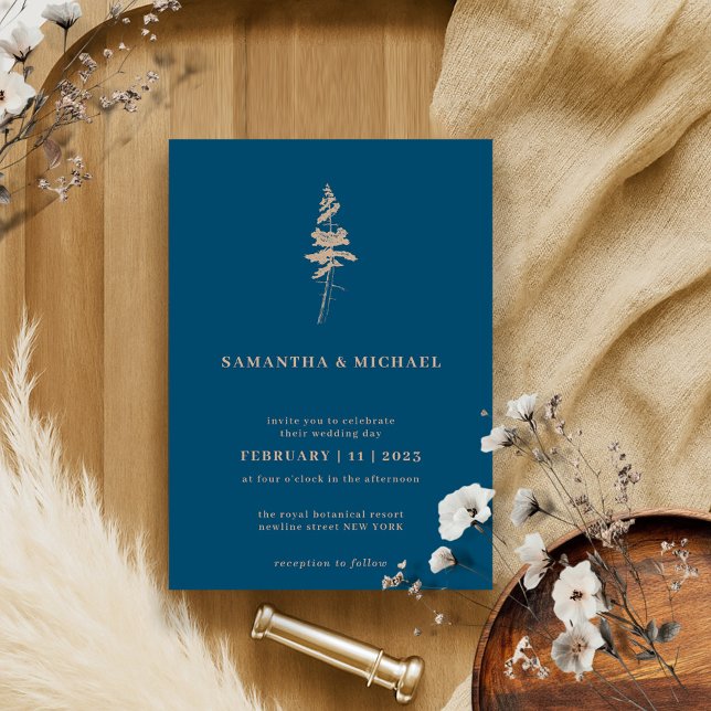 Forest Pine Tree Indie Rustic Navy Invitation (Creator Uploaded)