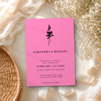 Forest Pine Tree Indie Rustic Pink Invitation