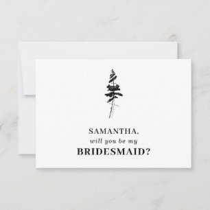 Forest Pine tree Indie Will you be my bridesmaid Invitation