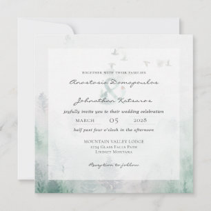Forest Pine Tree Rustic 2 Watercolor Invitation