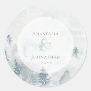 Forest Pine Tree Rustic Watercolor  Classic Round Sticker