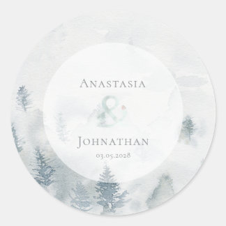 Forest Pine Tree Rustic Watercolor Classic Round Sticker