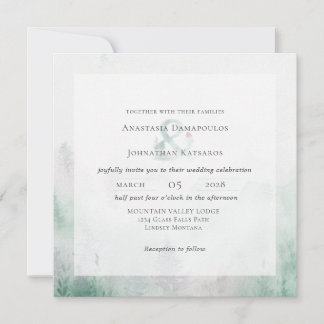 Forest Pine Tree Rustic Watercolor Invitation