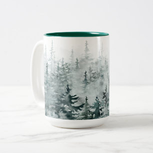 Forest pine tree  Two-Tone coffee mug