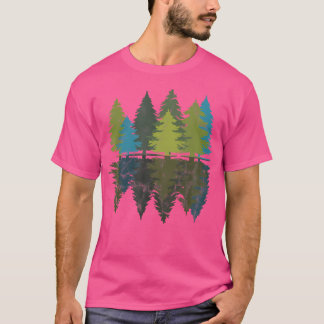 Forest Pine Trees Camping Hiking Nature Outdoor Di T-Shirt