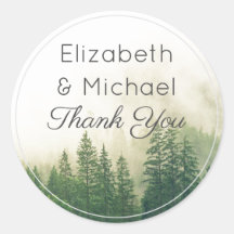 Forest Pine Trees Thank You Favour Stickers