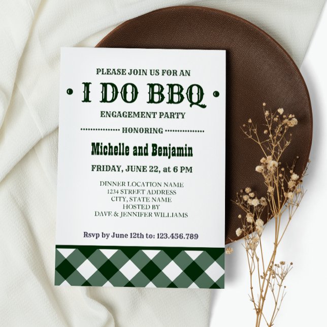 Forest Plaid | Rustic I DO BBQ Engagement Party Invitation (Creator Uploaded)