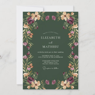 Forest Plum Wildflower Wedding Invitation